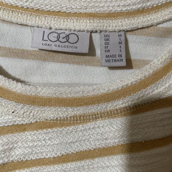 LOGO By Lori Goldstein Size Medium Multicolor Stripe Layered Flutter Hem Blouse - Picture 5 of 7